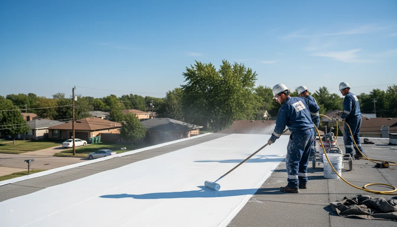 Commercial roof coating in Woodstock, IL near me